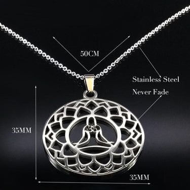 Stainless Steel Lotus Yoga Meditation OM Pendant Necklace-Your Soul Place